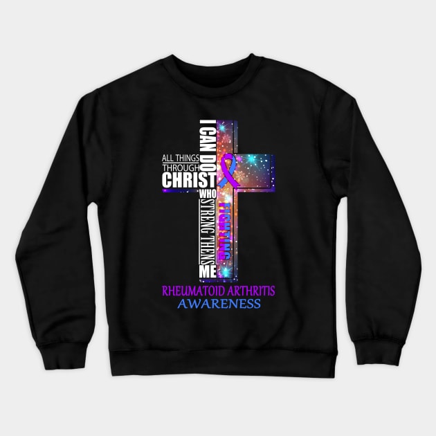 Rheumatoid Arthritis Awaneress Support Rheumatoid Arthritis Christmas Gifts Crewneck Sweatshirt by ThePassion99